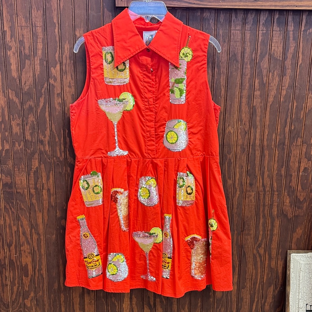 Red Sleeveless Cocktail Sequin Dress